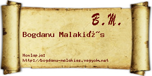 Bogdanu Malakiás névjegykártya